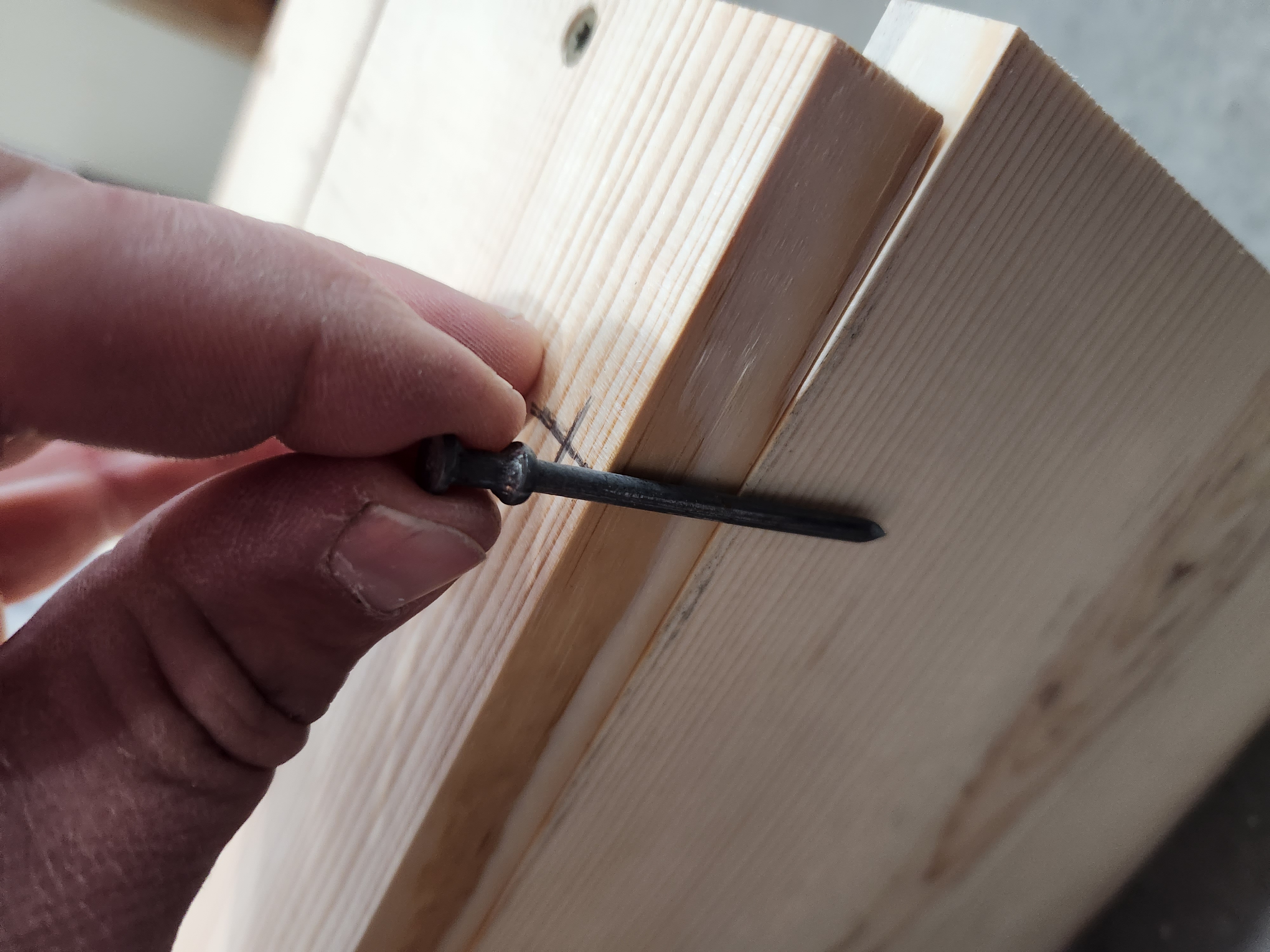 Showing how far to drill the hole